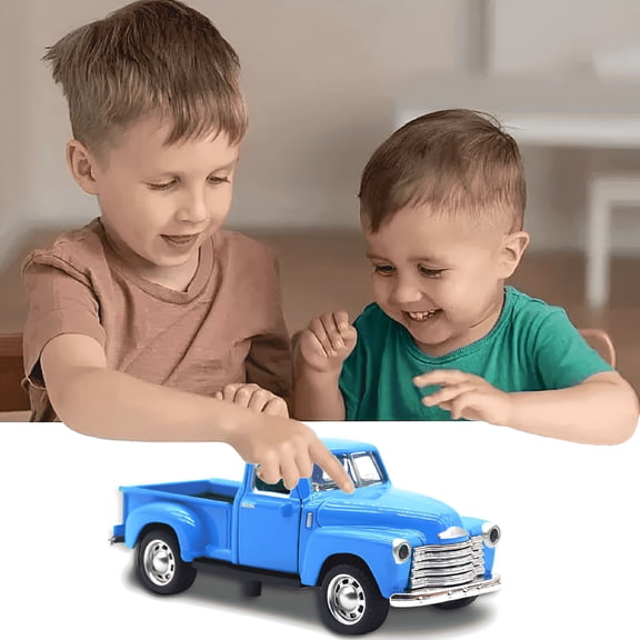 CYFW 1:32 Alloy Kids Car Toy Driveable, Car Door Can Open, Little Blue Truck Toy for Toddlers 2-8 Years Old Boys Girls Kids, Easter Christmas Birthday Gifts (Blue Truck)