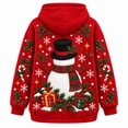 thumbnail image 5 of Unisex Pet Pouch Sweatshirt Couple Matching Xmas Snowman/Reindeer Animal Themed Print Hoodies with Zippers Christmas Cat Carriers Sweatshirts Red1 L, 5 of 5