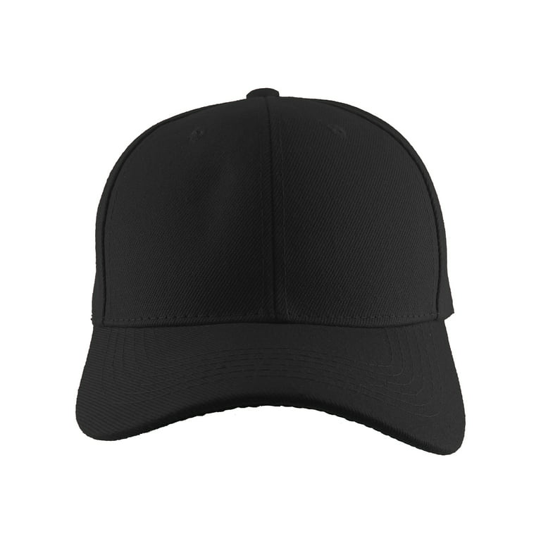 Blank Fitted Curved Cap Hat, Black 7 3/8