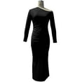 thumbnail image 6 of One Shoulder Long Sleeve Dress for Women 2025 Bodycon Ruched Night Out Formal Maxi Fall Wedding Guest Dresses, 6 of 6