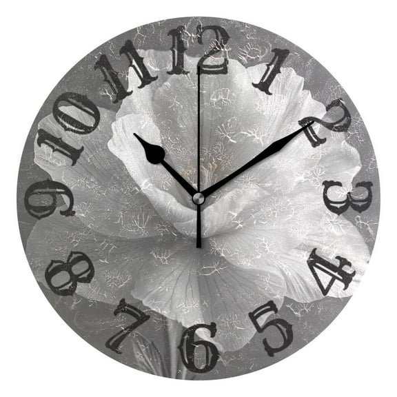 Gray Flower Wall Clock 10 inch Non-Ticking Easy to Read Decorative Clocks for Home Bedroom Living Room