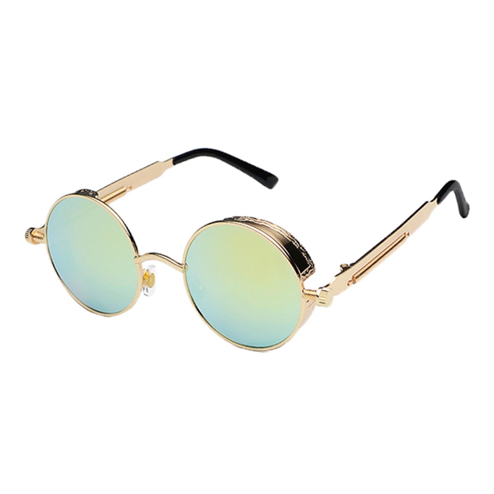 Chic Round Sunglasses Metal Protection Tinted Lens Eyewear Shades Glasses for Outdoor Vacation Driving Fishing Walmart.com