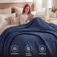 thumbnail image 5 of U by Bedsure Cooling Cotton Waffle King Size Blanket - Lightweight Breathable Blanket of Rayon Derived from Bamboo for Hot Sleepers, Luxury Throws for Bed, Couch and Sofa, Navy, 104x90 inches, 5 of 8