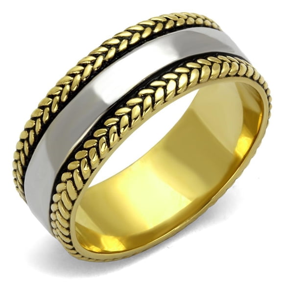 Anillo Color Oro Para Hombres y Ninos de Acero Inoxidable Estilo Cuerda Torzal