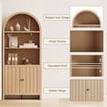 thumbnail image 4 of 71" Tall Arched Pantry Cabinet, Farmhouse Kitchens Storage Cabinet with 2 Book Risers and Adjustable Shelf, Versatile 5-Tier Bookshelf Cupboard for Living Room, Natural, 4 of 7