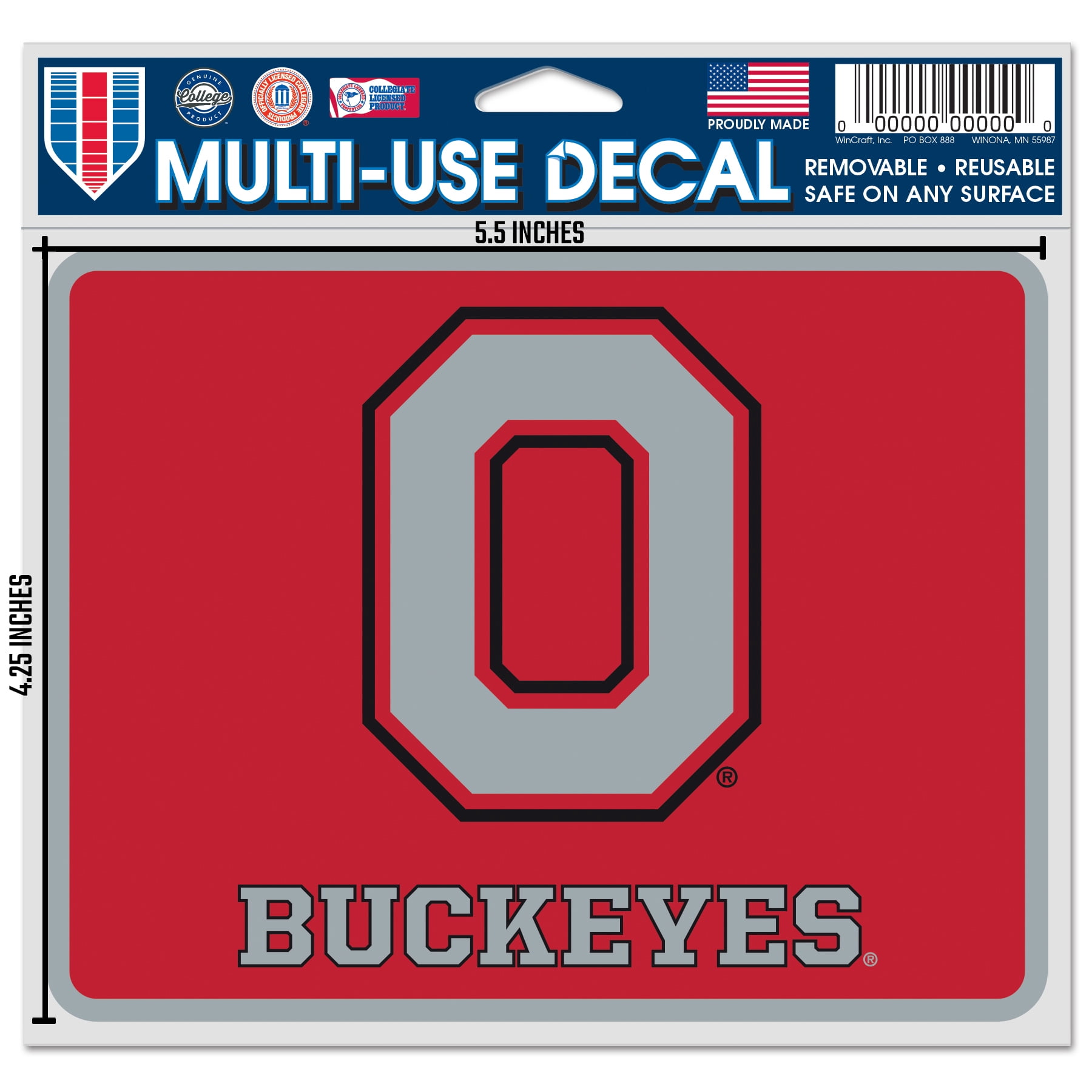 Wincraft NCAA Ohio State University Decal | 5x6 Inch Multi-Use Colored Sticker