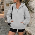 thumbnail image 2 of SUNBS Drawstring Half Zip Hoodies for Women Fall Oversized Casual Sweatshirts with Kangaroo Pocket, 2 of 9