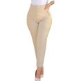 thumbnail image 3 of ulafbwur Pantalones De Mujer Pantalones De Traje Plisados De Cintura Alta Bolsillos Noveno Largo Color Sólido Pierna Recta Negocios, 3 of 5
