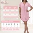 thumbnail image 6 of MecTo Women's Soft Cotton Nightgown, Short Sleeve V-Neck Button Down Sleepshirt with Pockets, Casual Striped Night Gowns for Women, 6 of 7