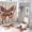style-244, variant on 4 Piece Bathroom Rug Set with Shower Curtain with Rugs Include Waterproof Shower Curtain Non-Slip Rug Toilet Lid Cover Bath Mat Jar with Fresh Roses And Butterflies Pink Blooming Romantic Roses