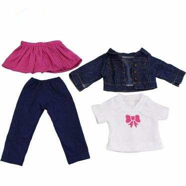 4 pieces Jeans Jacket Clothes For 18'' Doll My Life Doll Shirt Tops W/ Outfits Dress Doll Accessories