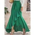 thumbnail image 4 of Women'S Casual Plaid Mermaid Maxi Skirt A Line Irregular Ruffle Hem Fishtail Long Skirt Green 4XL, 4 of 5