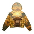 thumbnail image 5 of Xoenoiee Highland Cattle Sunflower Print Sweatshirt for Girls Kids Half Zip Quarter Zipper Pullover Hoodies Tops Long Sleeve Jacket Fall Outfits, 13-14 Years, 5 of 7