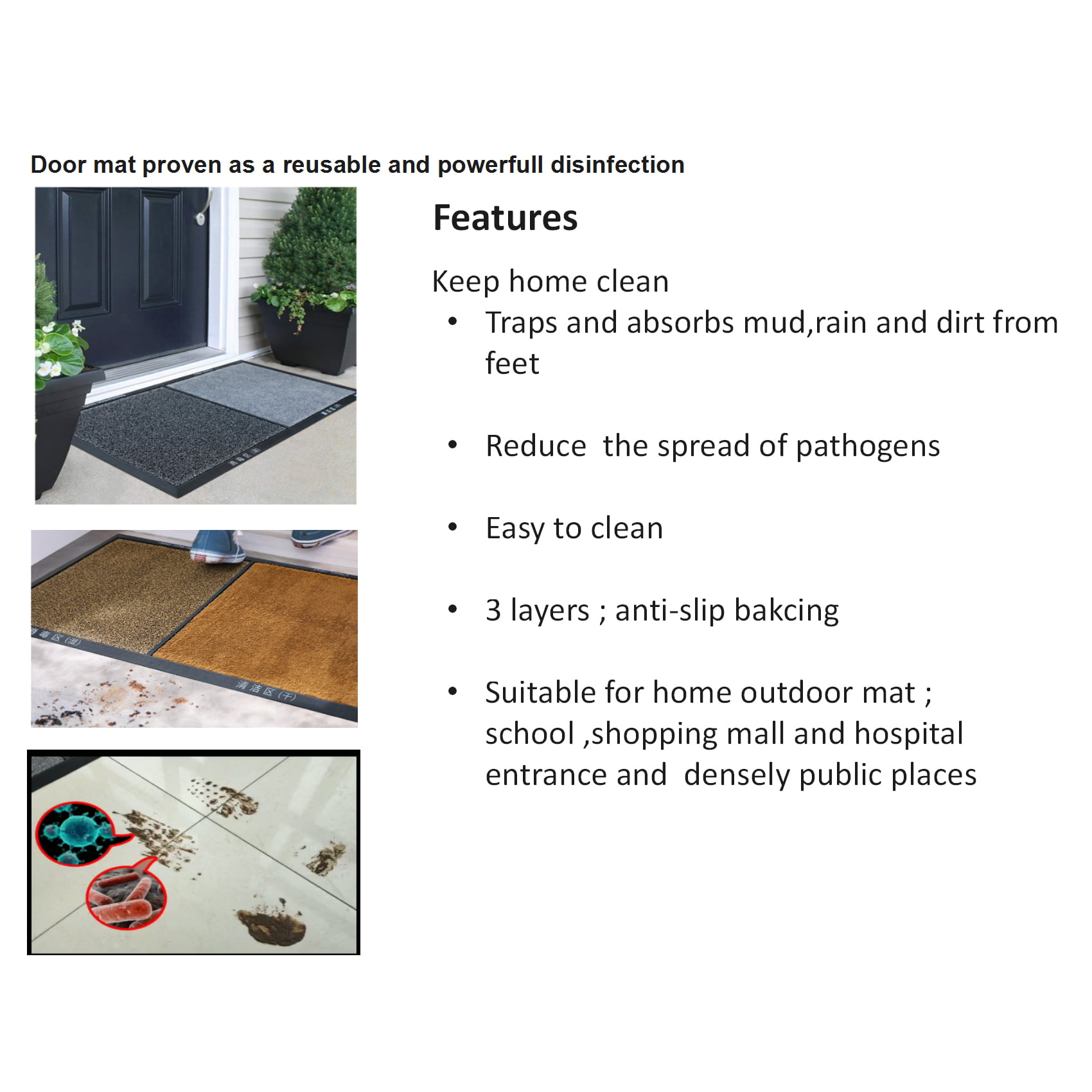 TTN Home 1 Ttn Home Microfiber Floor Mat, Front Door Mat 24 X 36, Non Slip  Washable Entryway Rug Indoor Door Mat, Absorbent Entry Way Shoe