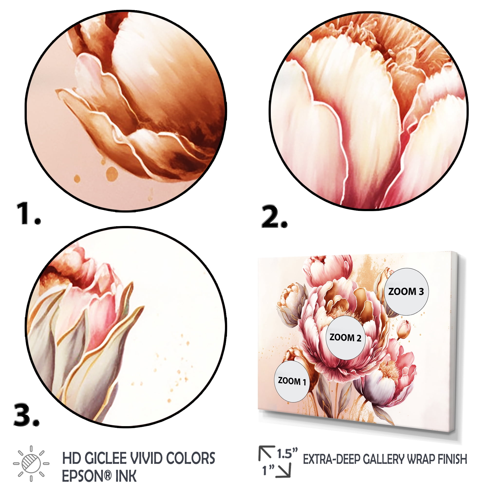 Designart Pink And Gold Tulips Canvas Wall Art