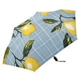 thumbnail image 2 of Blue Plaids Lemons Leaves Vintage Style All Weather Umbrella Triple Folding Parasol 6 Ribs UV Protection Portable, 2 of 8