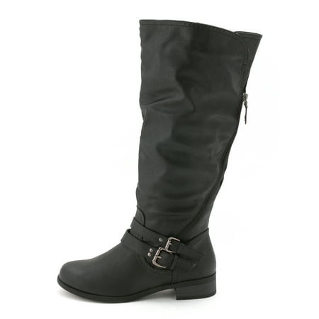 calf high biker boots