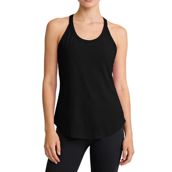 Nestiefly Seamless Workout Tank Top for Women with Built in Bra, Padded Racerback Ribbed Athletic Yoga Camisole Black L