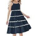 thumbnail image 3 of Piuwrlz Girls Play Casual Dresses Girl Summer Dresses Stripe Pleated Skirts Navy Size 9 Years, 3 of 8
