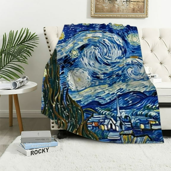 BCIIG Vincent Van Gogh Blanket Starry Night Gifts for Women Kids Girl Dad Mom Halloween Christmas Birthday Valentines Father's Day Presents for Father Men Art DecorPlush Throw  40x50in