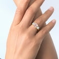 thumbnail image 6 of Gem Stone King 18K Yellow Gold Plated Silver Peach Nano Morganite 3 Stone Engagement Ring for Women | 3.50 Cttw | Cushion 8MM | Three Stone Wedding Engagement Anniversary Promise Ring | Size 6, 6 of 6