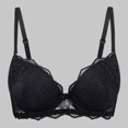 thumbnail image 2 of Sopiago Women's Double Support Wireless, Lace Bra with Stay-in-Place Straps Full-Coverage Wireless Bras for Women Black,S, 2 of 7