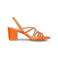 thumbnail image 3 of BLISSFUL STEP Sandales à Talons Hauts Blocs à Brides, Slingback, Unies pour Femmes Orange 5, 3 of 7