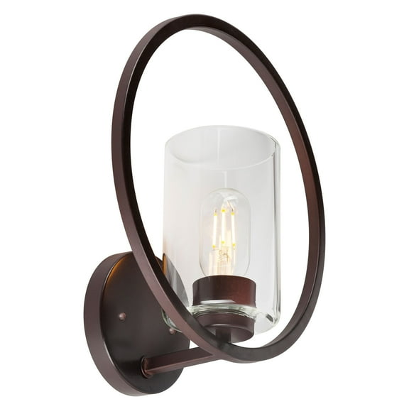 Orbit  1-Light Antique Bronze Wall Sconce with Clear Glass - Antique Bronze