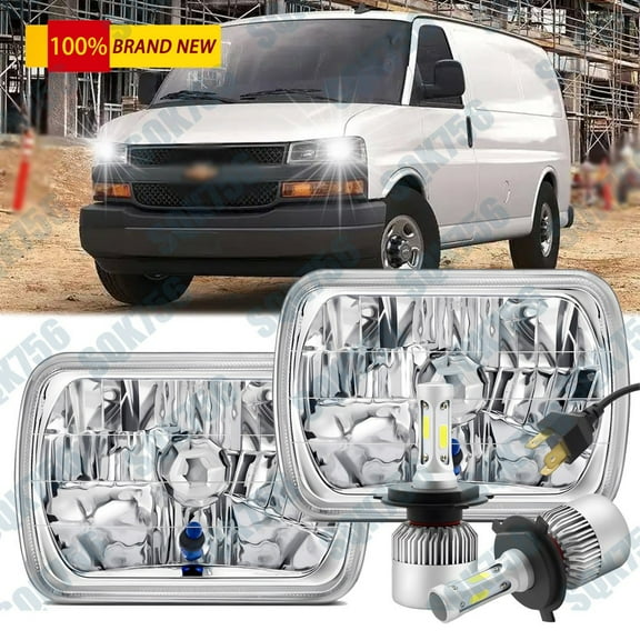 Fit for Chevy Express 1500 2500 3500 Cargo Van Pair 7x6 5x7 LED Headlights Hi/Lo