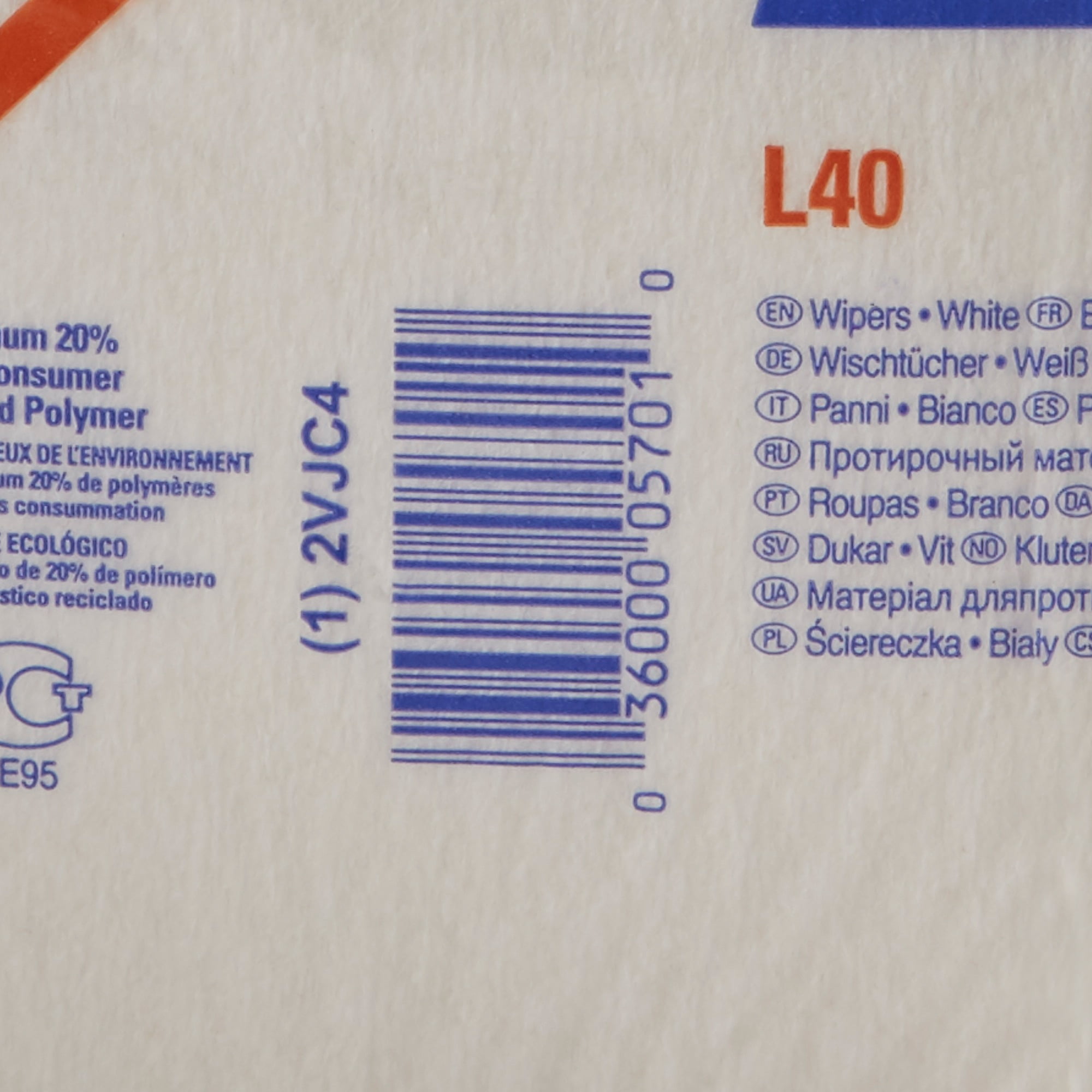 WypAll L40 White Disposable DRC Task Wipes, 12" x 12.5", 56 Count, 18 Packs, 1008 Total