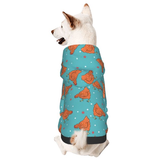 Fotbe Funny Chicken Sudadera con Estampado para Perros Pequeños – Suéter con Capucha para Mascotas, Tela Suave de Forro Polar con Bolsillo-XX-Large