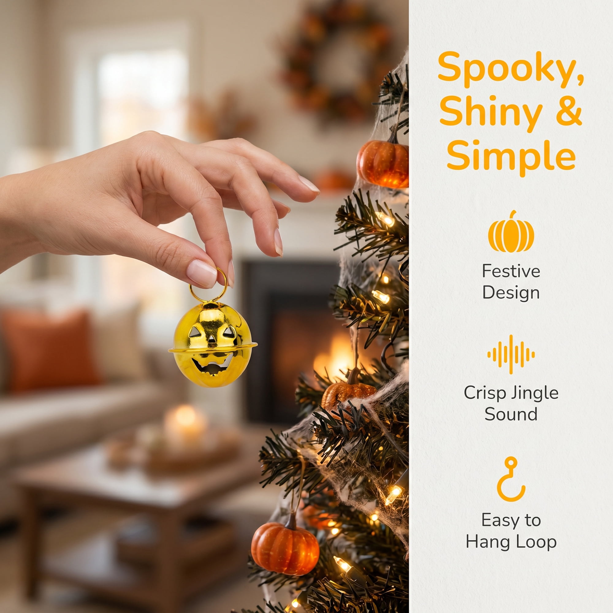 Unique Bargains 10Pcs Pumpkin Halloween Craft Round Bells Gold 0.9"L x 0.9"W x 0.9"H