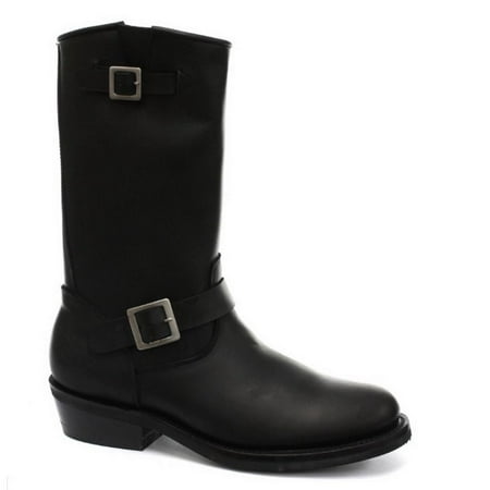 

Unisex Leather Biker Boots Black Ginders Goth Punk Rock