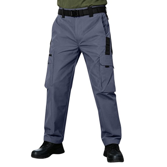 Domzest Cargo Pants for Men Work Construction Tactical Hiking Pants Waterproof Lightweight Ripstop Pant with Pockets Gray XL