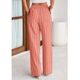 thumbnail image 2 of Pantalones de pijama PRETTYGARDEN para mujer, pierna ancha, algodón a rayas, 2 of 9