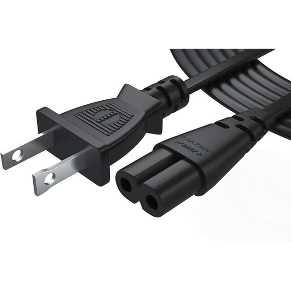 Pwr TV Power Cord 4Ft Cable for Samsung LG TCL Sony: 2 Prong AC Wall Plug 2-Slot LED LCD Insignia Sharp Toshiba JVC Hisense Electronics UN65KS8000FXZA UN40J5200AFXZA 43UH6100 Black