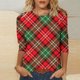thumbnail image 1 of Fiudx Liquidación de Ofertas Flash Camiseta de Manga 3/4 con Cuello Redondo y Estampado Navideño para Mujer, Jersey con Cuello Redondo, Top/Camisa de Manga Larga con Cuello Redondo, 1 of 5