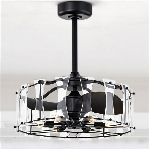 Vinney 25 in. 6-Light Indoor Matte Black Finish Ceiling Fan with Light Kit