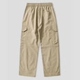 thumbnail image 3 of Men’s Multi Pocket Straight Cargo Pants Drawstring Stretch Loose Casual Outdoor Polyester Trousers S-XL 1 Pack, 3 of 8