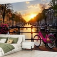 thumbnail image 2 of Peel and Stick Wallpaper Sunrise Amsterdam Bridge Spring Bicycles Flowers Canal Sunset Modern Art Wall Mural Decor Self Adhesive and Removable 69in x 98in, 2 of 8