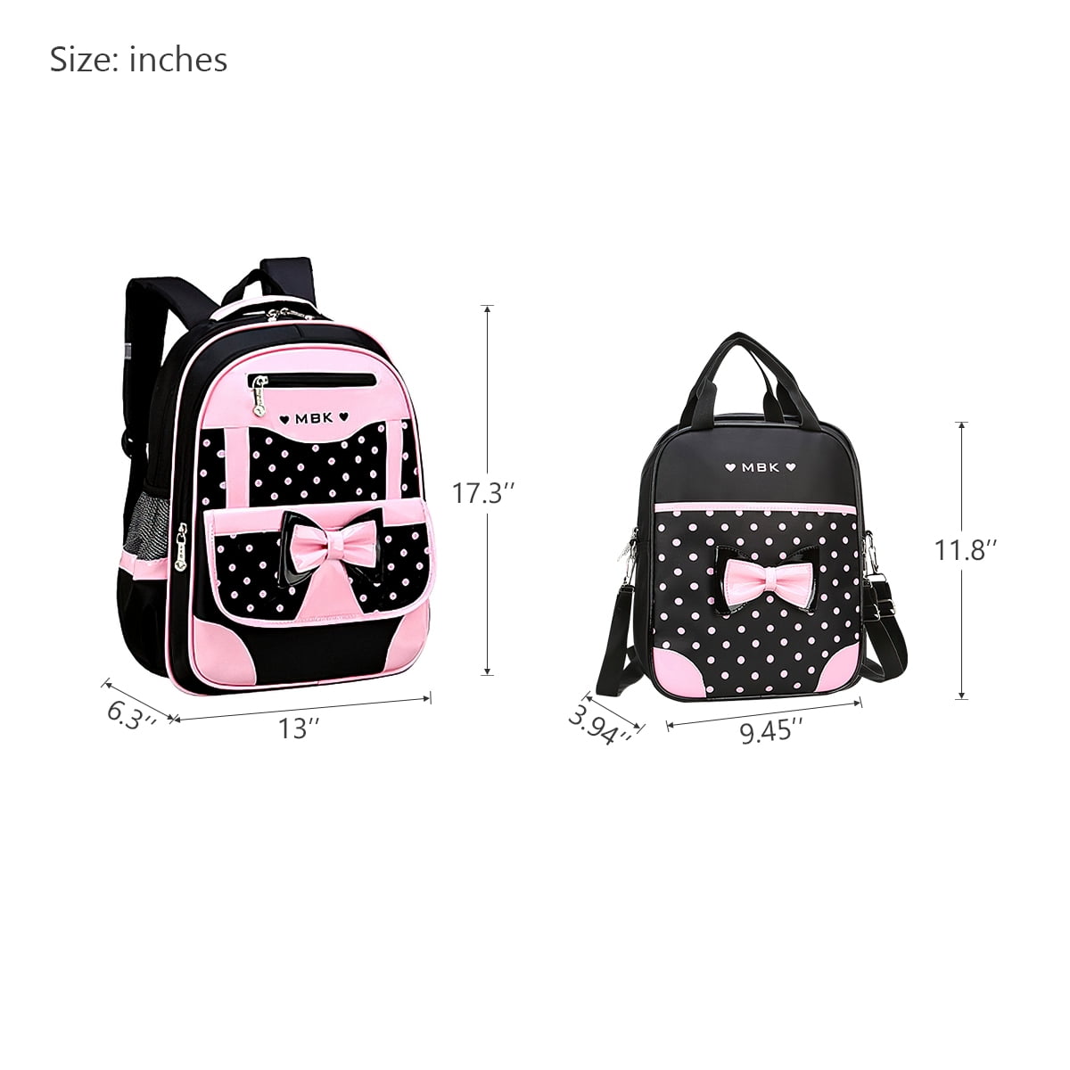 Kadyn School Backpack Set, Black+Pink Kids Backpack with Lunch Bag, Elementary Bookbag for Children Kadyn School Backpack Set, Black+Pink Kids Backpack with Lunch Bag, Elementary Bookbag for Children