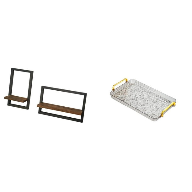 Estantes de pared para almacenamiento,Estantes flotantes de madera Estantes de pared de madera,Estantes de pared para almacenamiento y exhibición,Bandeja para servir,Bandeja rectangular para