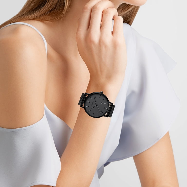 Women\'s Black Stainless Steel Fashion Quartz Analog Waterproof Dress Wrist Watch OLEVS Watches for Women Luxury Dress Quartz Analog The  main image 4