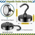thumbnail image 2 of FINDMAG Magnetic Hooks, 80lbs Magnet Hooks Heavy Duty Rare Earth Magnetic Hooks for Hanging, Grade N52 Neodymium Magnet with Hooks for Refrigerator, Home, Kitchen, Office, Cruise (Black, Pack of 6), 2 of 6