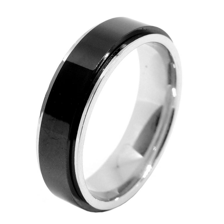 Couple Ring Set 4 PCS Womens Two Tone Black Stainless Steel