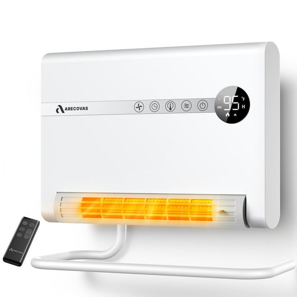 Calentador de pared Arecovas PTC de 1500 W para dormitorio de 150 m² con mando a distancia