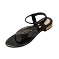 thumbnail image 2 of Flat Sandals for Women Platform Slip on Open-Toe Ankle Strap Rhinestone Low Heel Vacation Orthopedic Wedge Sandals Arch Support Soft Walking Shoes, 2 of 5
