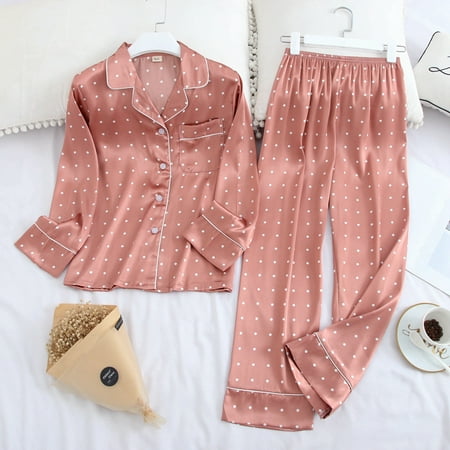 

Long Sleeve Pajamas Autumn Ice Silk Long Sleeve Trousers Suit Printing Fashion Pyjamas Set