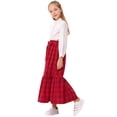 thumbnail image 5 of Yesfashion Girls Casual Button Front Ruffle Hem Elastic High Waist Long Swing Tiered Maxi Skirt, 5 of 7