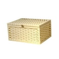 thumbnail image 4 of Cesta organizadora de almacenamiento, caja de almacenamiento tejida con tapa para el escritorio del lavadero blanco, 4 of 9